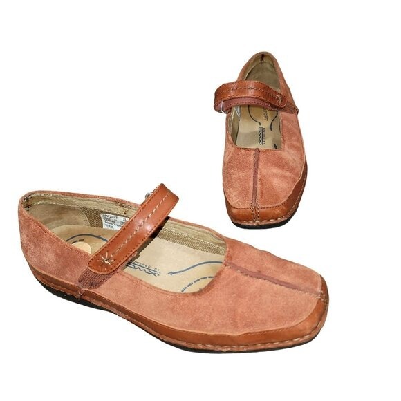 Rockport Women's Flat Mary Jane 7 Suede Orange Dress Shoe Preppy Comfort Mature‎ - Picture 1 of 9